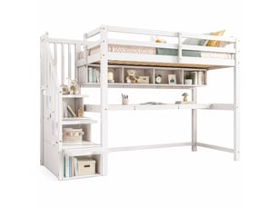 Lit mezzanine 90x200 cm <strong>BEAUNIV</strong> <strong></strong> coloris blanc