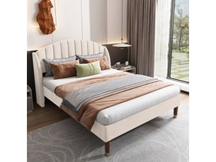 Lit 2 places 140x190 cm <strong></strong>  <strong></strong> coloris beige