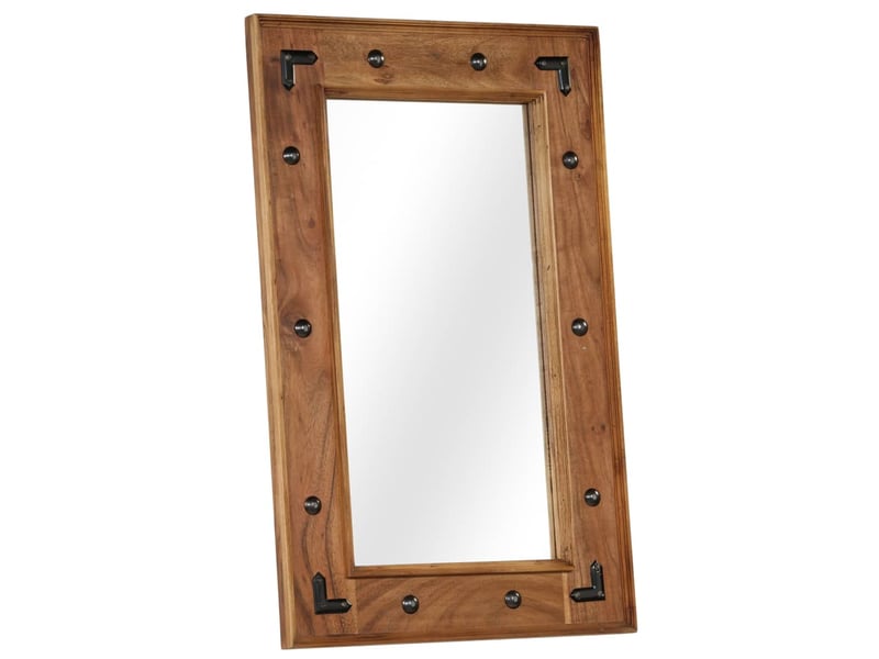  Miroir de salle de bain, miroir de toilette bois d'acacia massif 50 x 80 cm cf62654  - Conforama A