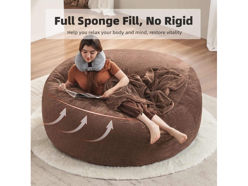  Fauteuil pouf 6ft 150 cm – coffee – mousse confortable, pliable et modulable pour salon ou chambre  - Conforama E