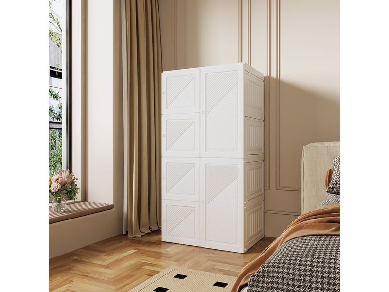  Armoire pliante portable 6 portes, 8 compartiments et 1 tringle - blanc - 136x69x50 cm - grande capacité 470l  - Conforama C
