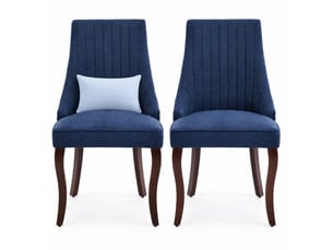 Lot de 2 chaises de salle à manger 50x64x95,5 cm, dossier haut, pieds réglables, chenille et bois, bleu