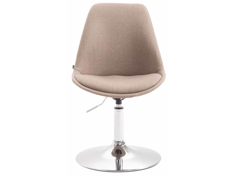 Lot de 4 chaises de salle à manger pivotante hauteur réglable en tissu taupe et pied trompette en métal chromé 10_0008529  - Conforama C