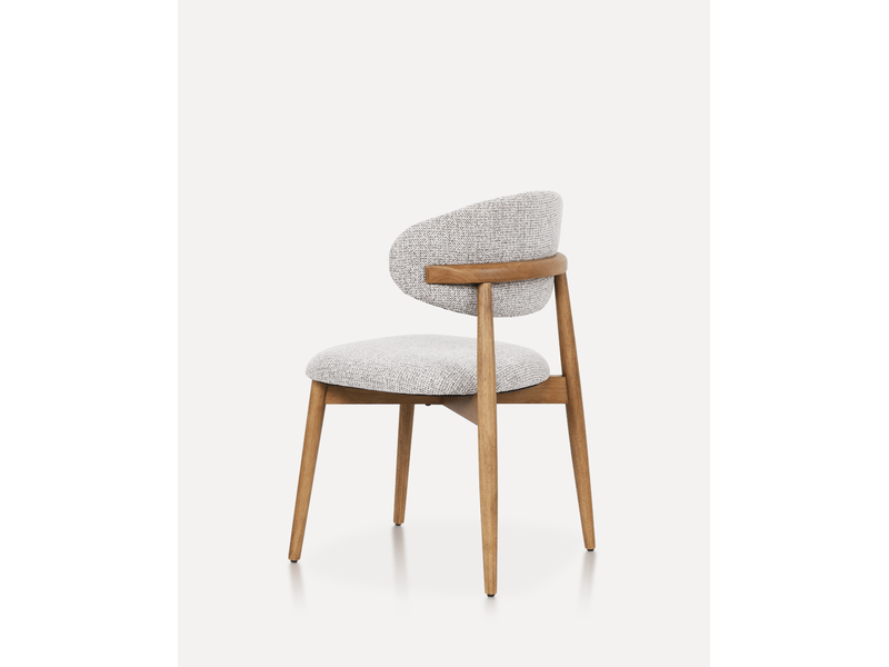 Chaise de salle à manger lot de 2 avec accoudoirs et patins réglables, en tissu et bois d'hévéa noyer argile - Conforama D