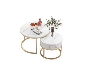 Table basse rond(e) coloris blanc   - 70 cmx50 cm