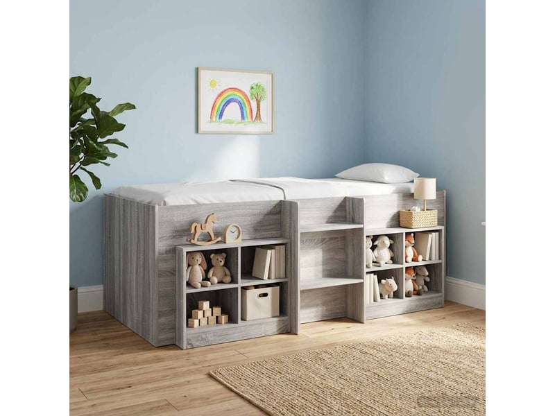  Cadre de lit élevé pour enfants - lit jeune sonoma gris 90 x 190 cm  - Conforama B
