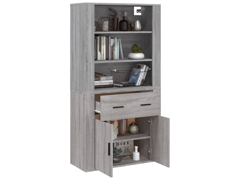  Buffet haut - bahut - meuble de rangement sonoma gris bois d'ingénierie  - Conforama E