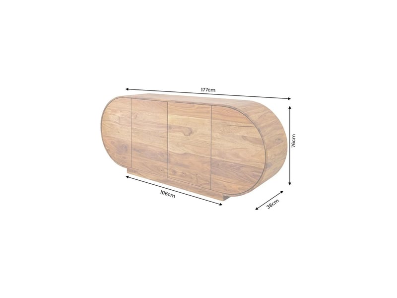  Buffet pterax 177 cm en bois massif de sheesham – 4 portes – forme ovale  - Conforama C