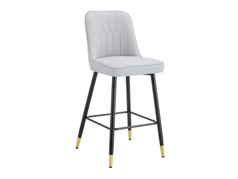  2 tabourets de bar 100 cm - cuir pu gris clair, piètement métal noir, repose-pieds - coloris variés  - Conforama A