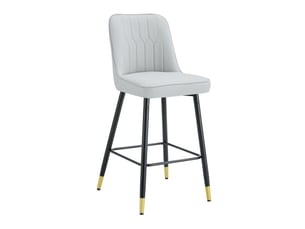 2 tabourets de bar 100 cm - cuir pu gris clair, piètement métal noir, repose-pieds - coloris variés