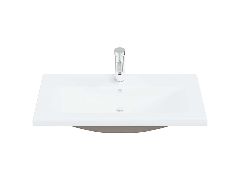  Lavabo encastré, vasque à poser avec robinet 81x39x18 cm céramique blanc cf65671  - Conforama C