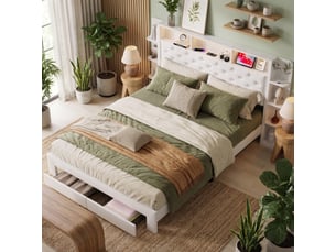 Lit avec rangement 160x200 cm BURSDANY coloris blanc