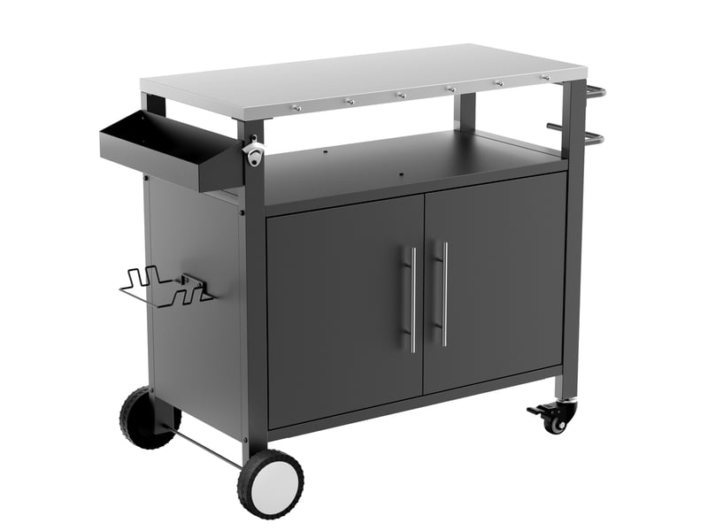  Chariot de barbecue,96,3x46x90,4 cm,avec rangement,métal,noir  - Conforama E