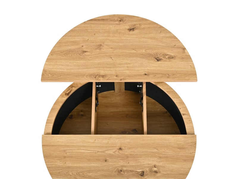  Table basse ronde relevable avec rangement et porte coulissante, mdf décor chêne  - Conforama R