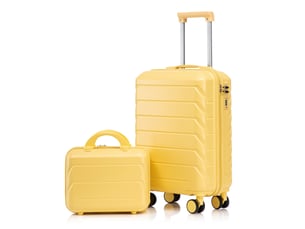 Set de 2 valises rigides,1914 pouces,avec serrure à code,abs,jaune