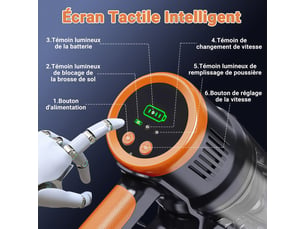 Aspirateur balai blossom dsv112a-sans fil pliable-253555kpa 65min-écran led-lampe vert anti-poussière cachée-or