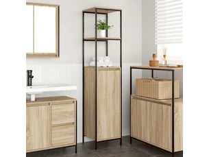 Meuble de salle de bain avec étagères chêne sonoma 36x35x165 cm