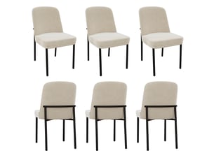 Chaise de salle à manger lot de 6 avec assise rembourrée  - structure métal, velours beige 42,5 × 53 × 82 cm