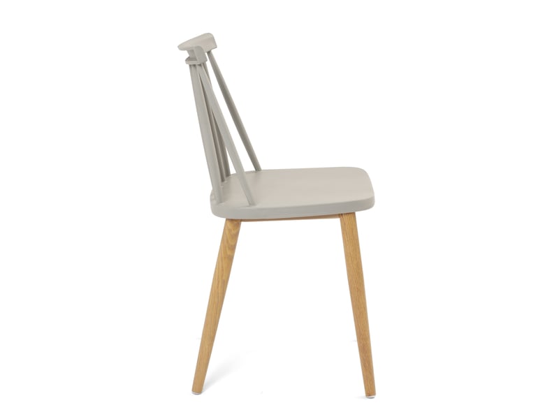  Lot de 2 chaises bistrot scandinaves bao grises à barreaux avec pieds métal décor bois  - Conforama R