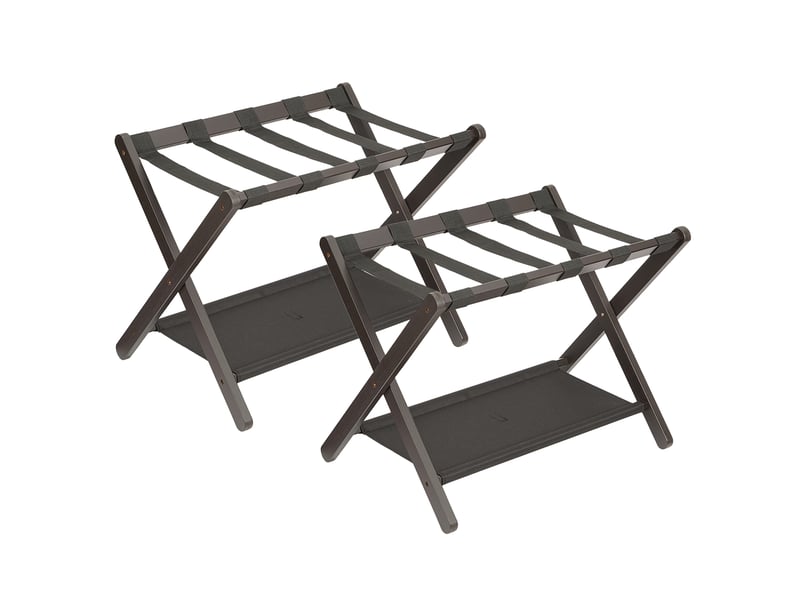 Lot de 2 porte-bagages pliant de luxe en bambou avec étagère, sangles nylon résistantes, charge 50 kg – chambre, salon, hôtel-marron PHK_37RDY3R5 - Conforama A
