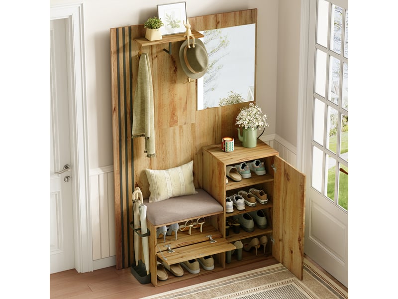  Portemanteau avec banc et rangement 115 x 185 cm en mdf  - Conforama E