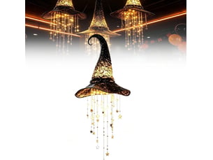 Lot de 1 décoration halloween suspendue, chapeau de sorcière lumineux led pour porche, entrée, jardin et terrasse