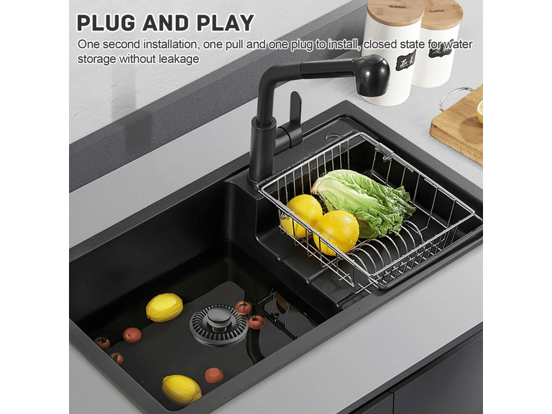 Bouchon de lavabo, 2 pièces, noir (pour trous de 28-31 mm 33-40 mm) - Conforama E