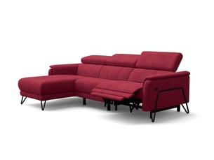 Canapé d'angle 4 places roden avec relax, tissu velours bordeaux