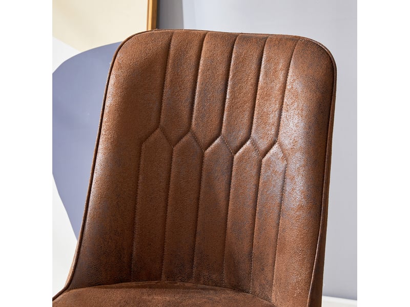  Ensemble table à manger ronde 100x100x76 cm avec 4 chaises mdf métal marron et noir  - Conforama E