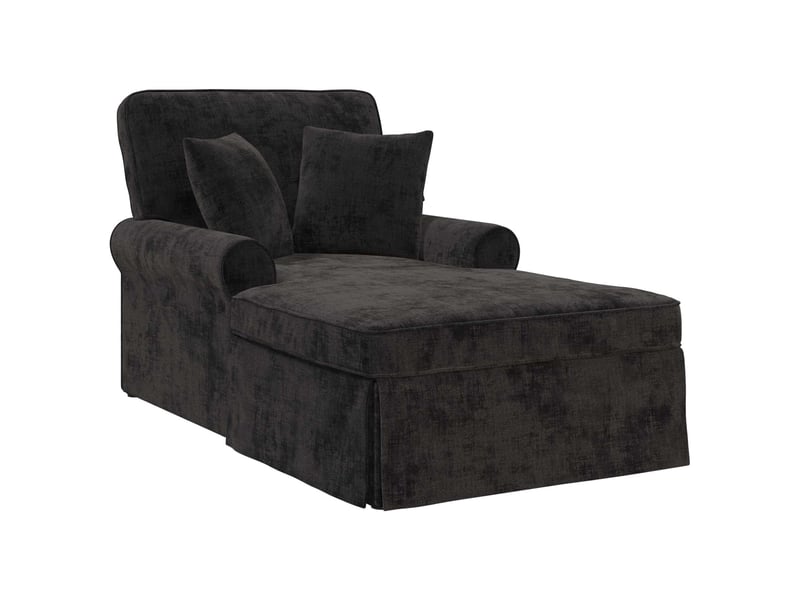  Vidaxl chaise lounge avec jupe avec coussin noir 157 x 91 x 91 cm ares  - Conforama D