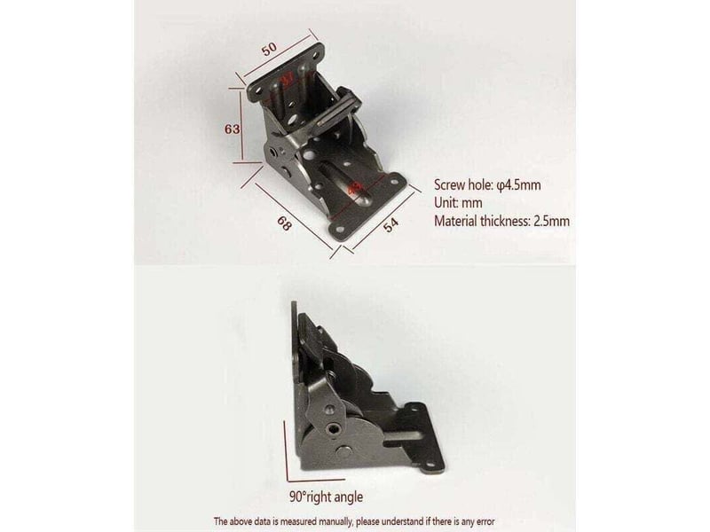  Lot de 2 supports pliants avec charnières autobloquantes pour meubles pliants, idéal pour tables, lits et meubles avec mécanismes pliants  - Conforama C