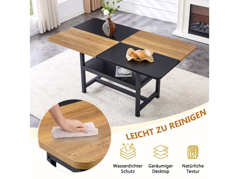  Ensemble table à manger avec 6 chaises blanches en similicuir, table rectangulaire 160 x 90 cm avec étagère intégrée  - Conforama W