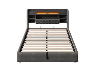 Lit coffre 140x190 cm <strong></strong>  <strong></strong> coloris gris