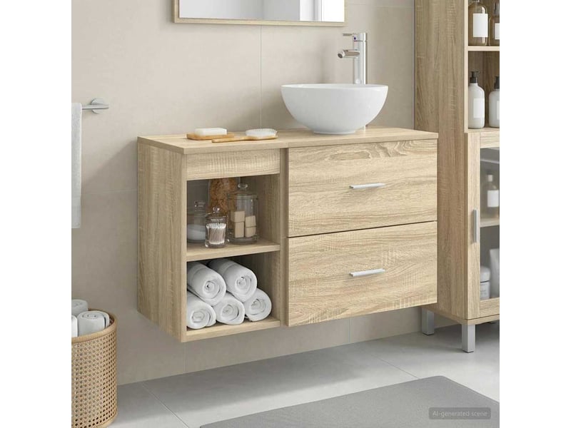  Ensemble de mobilier de salle de bain 2 pc chêne sonoma cf64120  - Conforama B