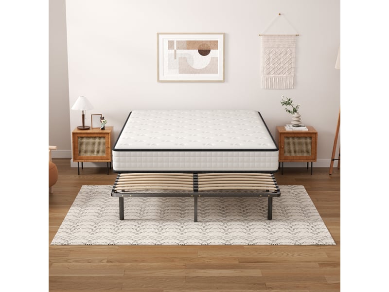  Ensemble matelas en mousse + sommier à lattes 140x190cm, epaisseur du matelas 22cm  - Conforama E