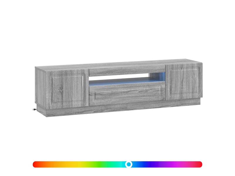  Meuble tv - banc tv - meuble de rangement led sonoma gris bois d'ingénierie  - Conforama C