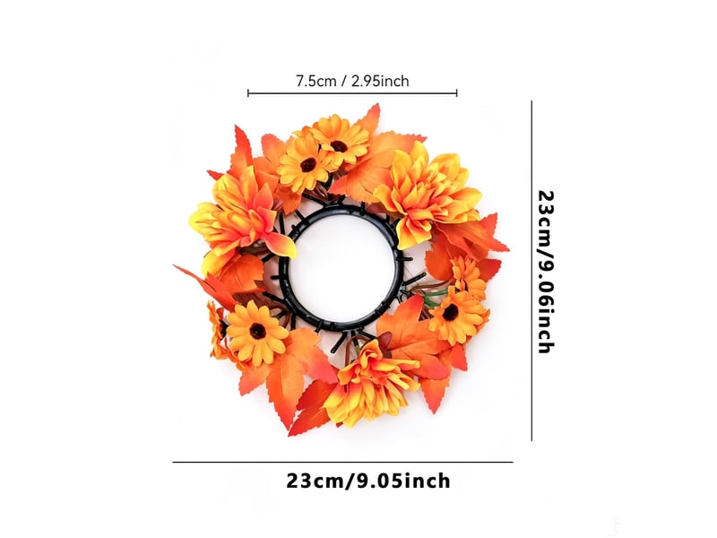 Couronne de bougie décorative feuilles d'érable – décoration automnale pour bougie pilier-style 3 - Conforama B