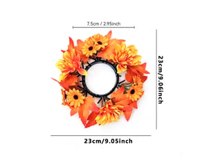 Couronne de bougie décorative feuilles d'érable – décoration automnale pour bougie pilier-style 3