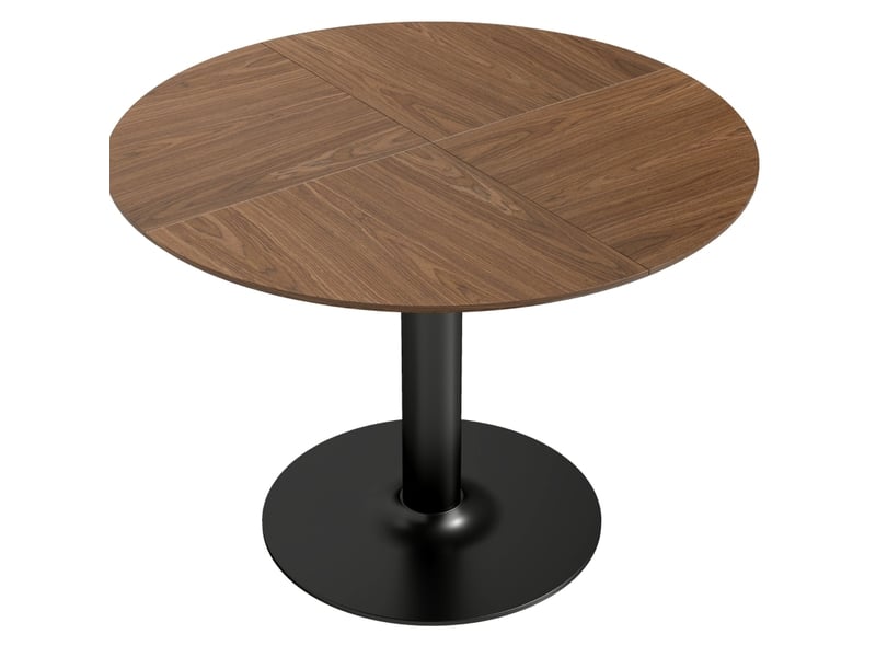  Table à manger ronde 110 cm – marron décor bois – 6 personnes, pied central acier, charge maximale 30 kg  - Conforama D