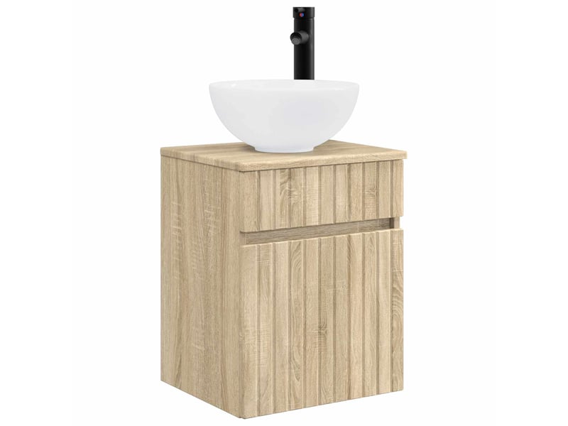 Meuble de lavabo mural, rangement salle de bain chêne sonoma 39x35x63 cm - Conforama A