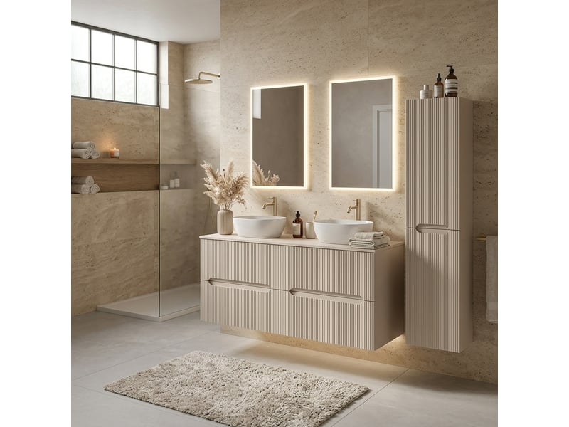  Meuble sous vasque suspendu 4t novo l.120 cm cachemire mat  - Conforama B