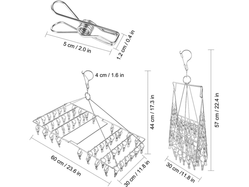 Crochets muraux 46 clip chaussette de séchage de chaussette pliant pour sous-vêtements, vêtements pour bébé et petits linges, gris - Conforama C