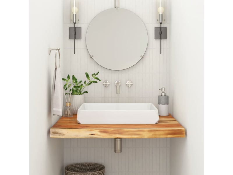  Comptoir de salle de bain, plan de travail 70x60x2,5 cm rectangulaire acacia cf65757  - Conforama B