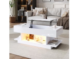 Table basse rectangulaire coloris blanc MEUBLIV - 45 cmx98 cm