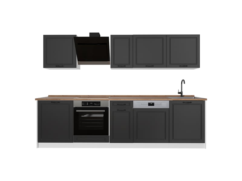 Vicco cuisine, anthracite campagneblanc, 280cm plan de travail chêne doré - Conforama A