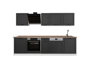 Vicco cuisine, anthracite campagneblanc, 280cm plan de travail chêne doré
