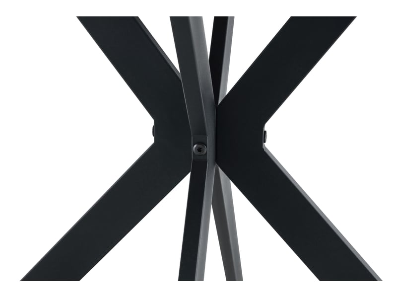 Table à manger ronde 110 cm, table de cuisine, mdf décor noyer, basse métal noir  - Conforama R