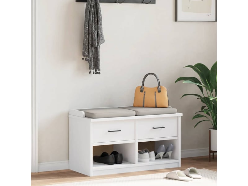 Banc de couloir, banc de rangement sandnes blanc 87x40x50 cm bois de pin massif shl75171  - Conforama C