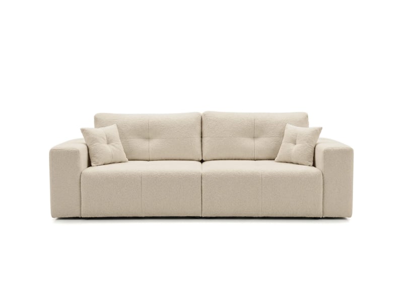  Celine - canapé droit 3 places convertible en bouclette  - Conforama E