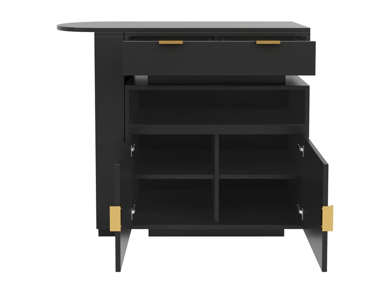  Table haute extensible avec rangement et led pour cuisine en mdf 115–183×40×99,5 cm noire  - Conforama D